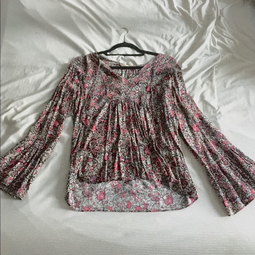 BCBG White & Pink Floral Blouse